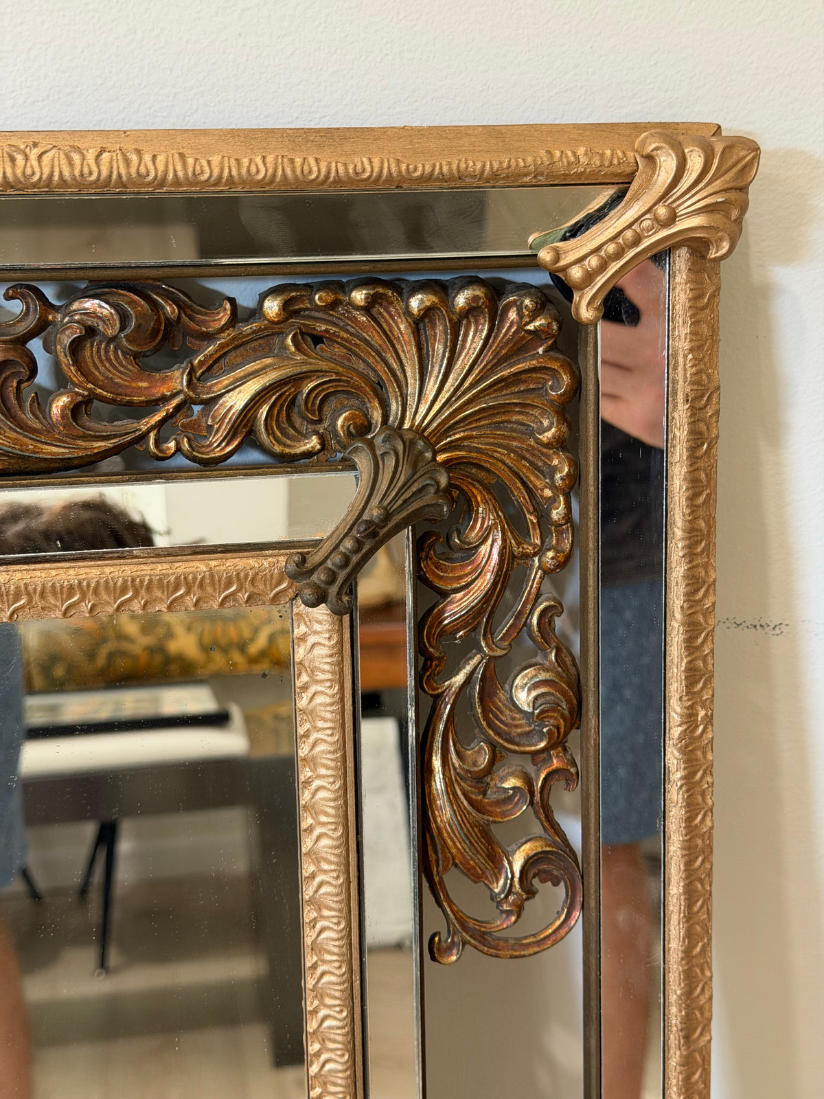 Large Vintage Hollywood Regency Gold Mirror
