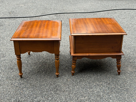 Pair of Solid Wood Apothecary End Tables w/ Patina