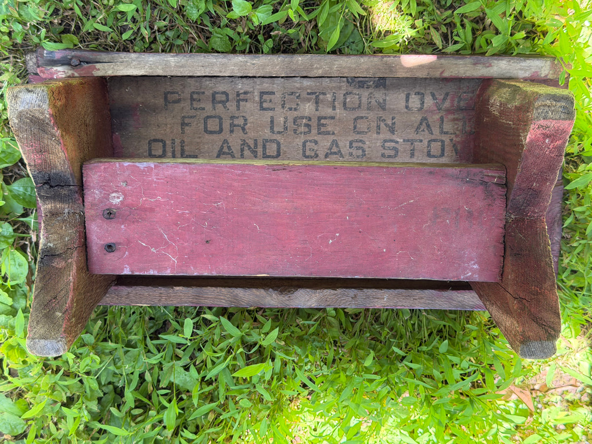 Primitive Distressed Red Wooden Step Stool