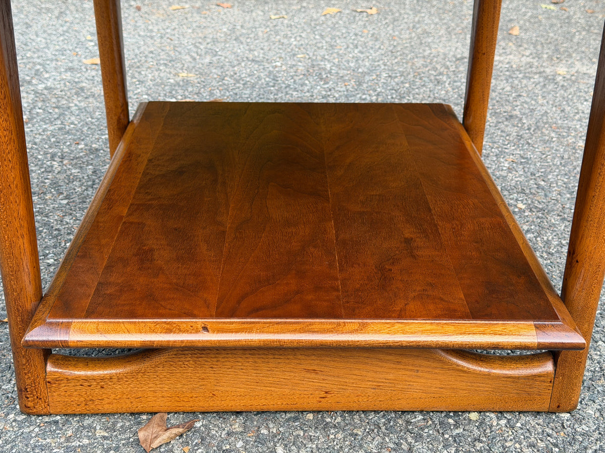 1962 Lane "Pueblo" Mid-Century Modern Walnut Two-Tier End Table