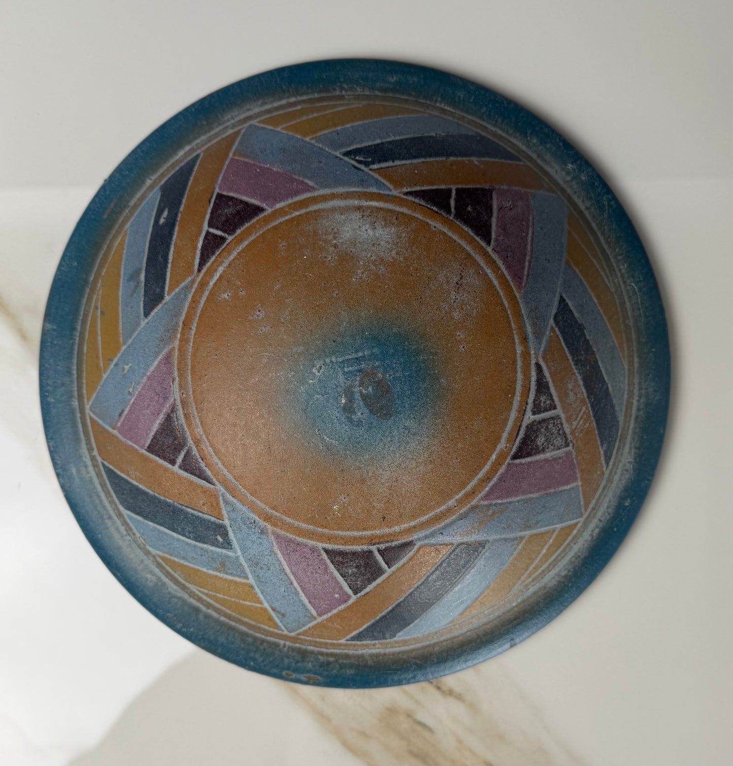 Vintage Southwestern Revival Geometric Ceramic Bowl