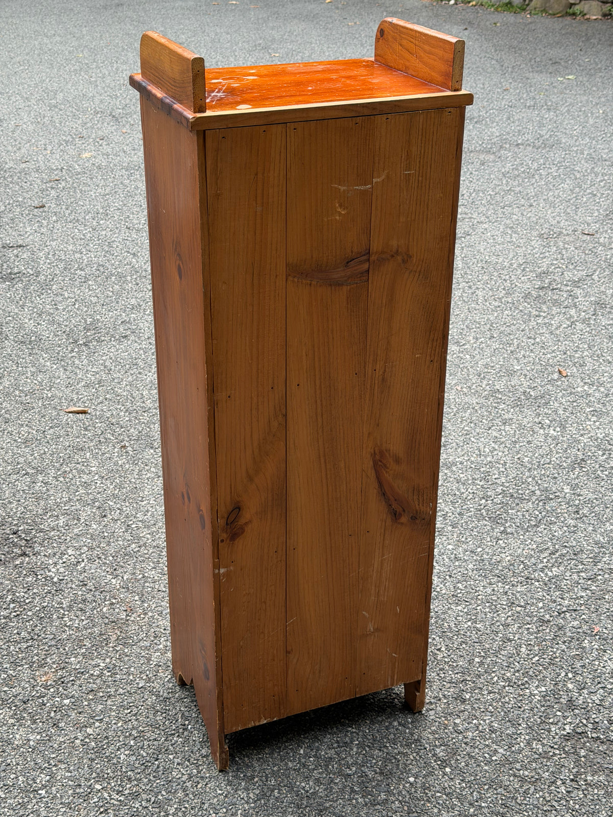 Primitive Solid Pine Narrow Storage Cabinet / Rustic Farmhouse Cupboard