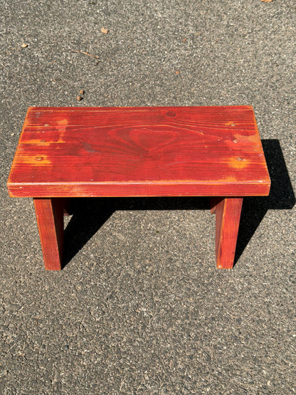 Rustic Farmhouse Red Painted Wood Bench / Stool