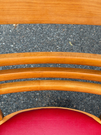 Set of 4 Hale Company MCM Solid Swedish Maple Red Vinyl Dining Chairs