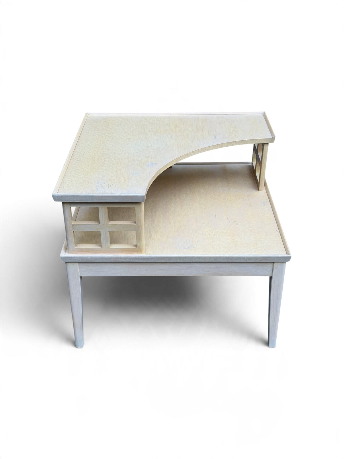 1960s MCM Blonde 2-Tier Corner Table
