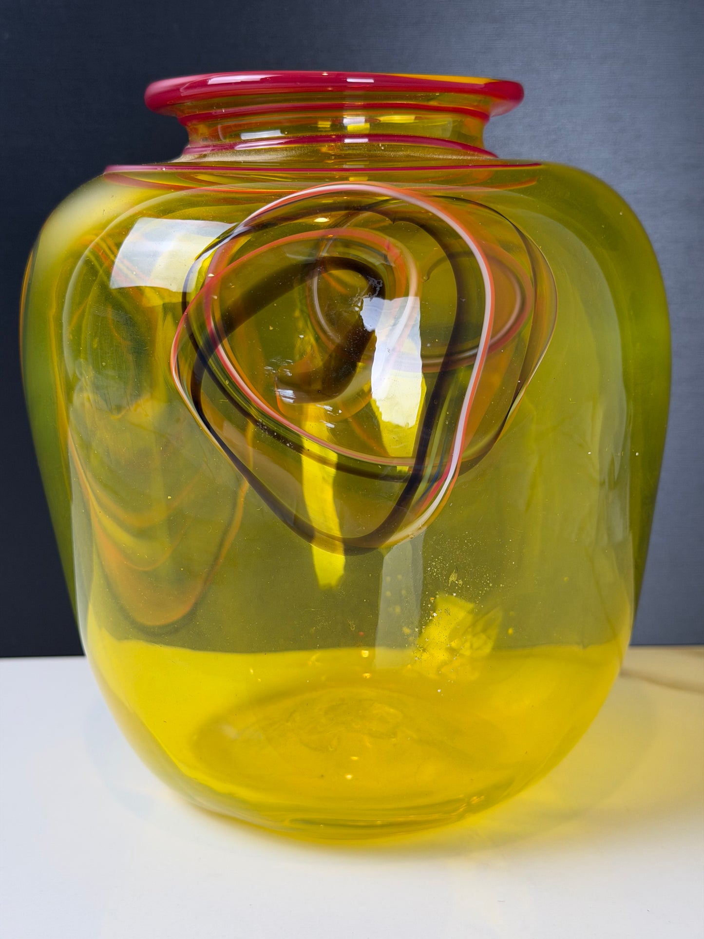 Post -Modern Signed Studio Glass "Faces" Vase