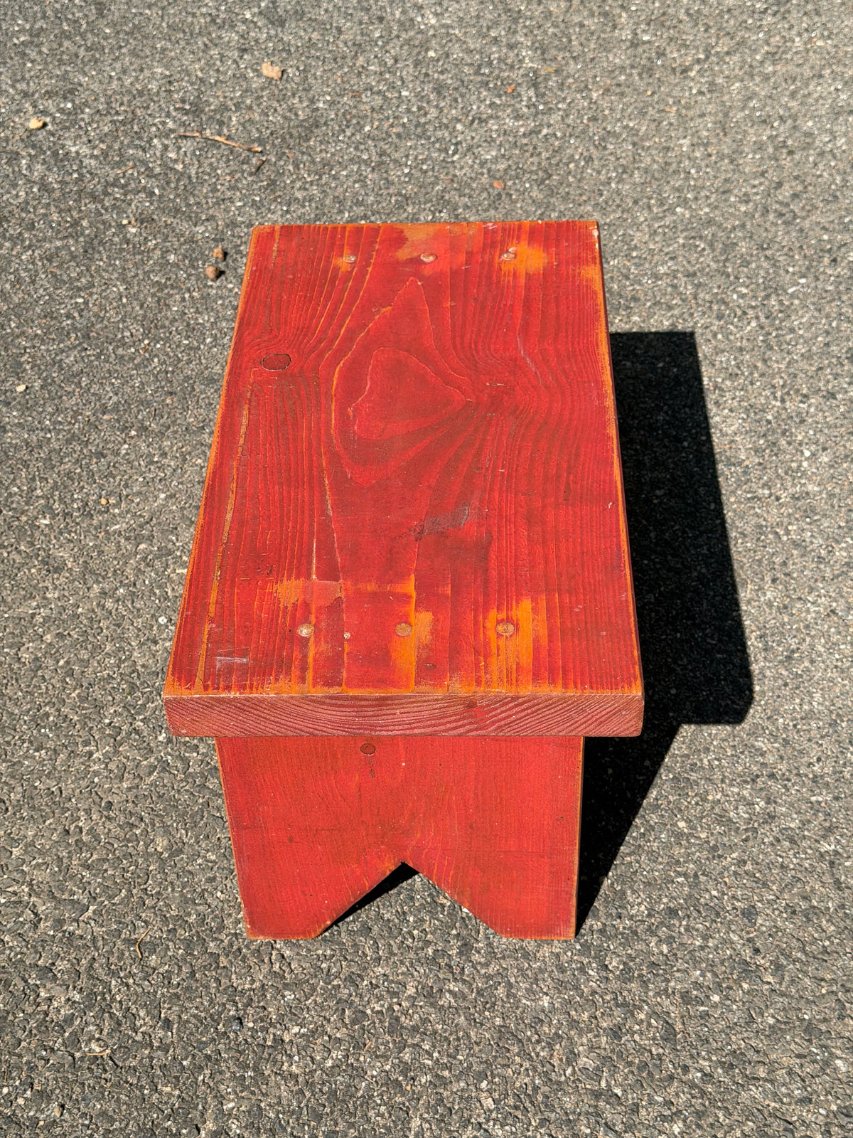 Rustic Farmhouse Red Painted Wood Bench / Stool