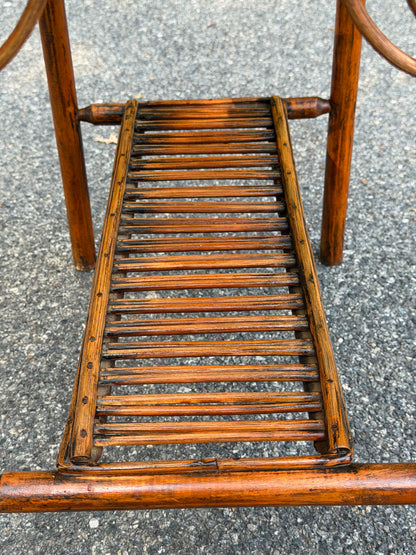 Antique Bamboo-Style Wood Console Table in a Tortoise Finish