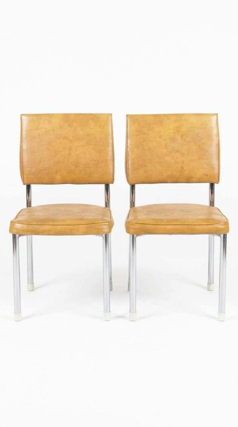 Set of 4 Daystrom Chrome and Vinyl Chairs