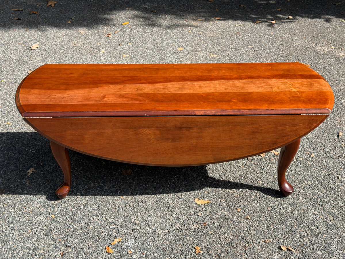 Broyhill Solid Cherry Queen Anne Drop-Leaf Oval Coffee Table