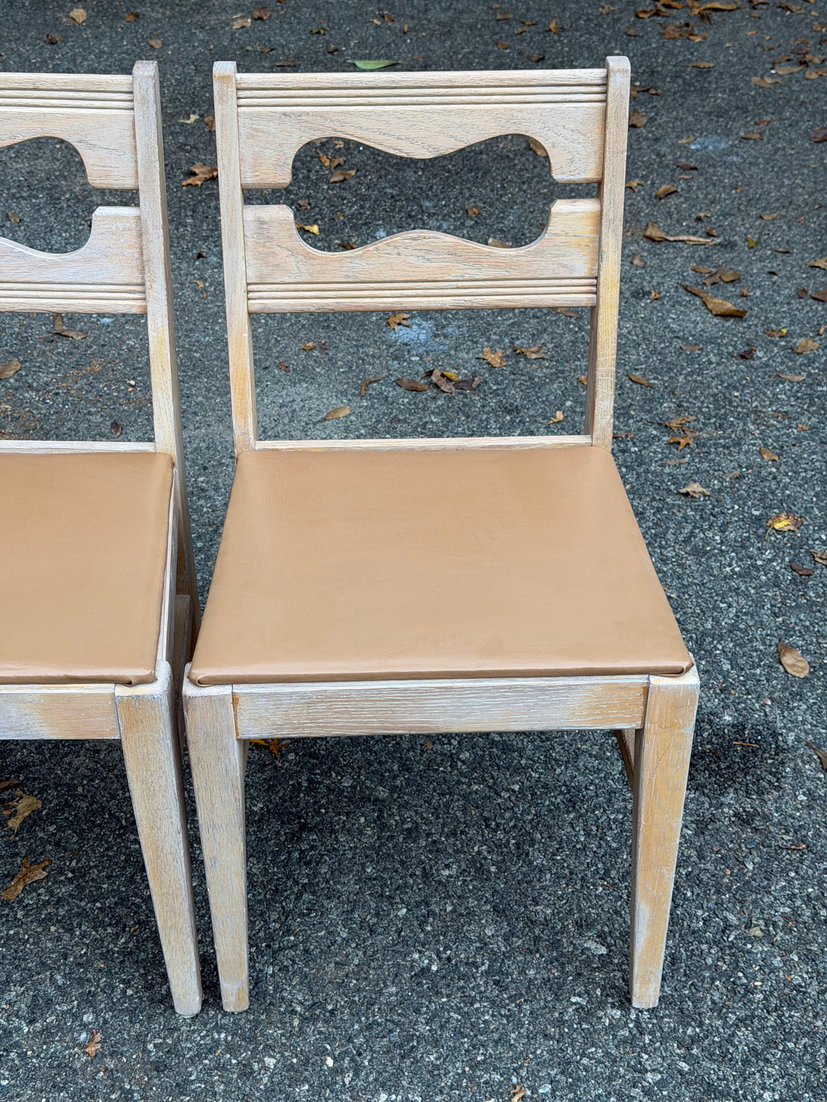 Set of 4 1950s Lee Furniture MCM Limed Oak Dining Chairs