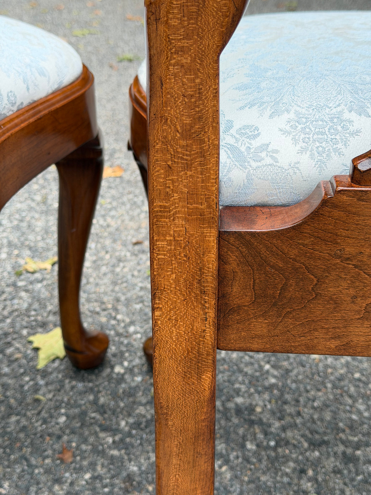 Pair of Solid Cherry Stickley Queen Anne Chairs