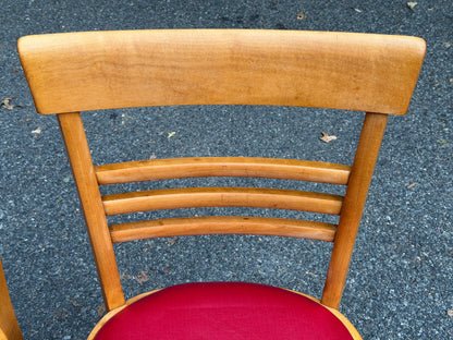 Set of 4 Hale Company MCM Solid Swedish Maple Red Vinyl Dining Chairs