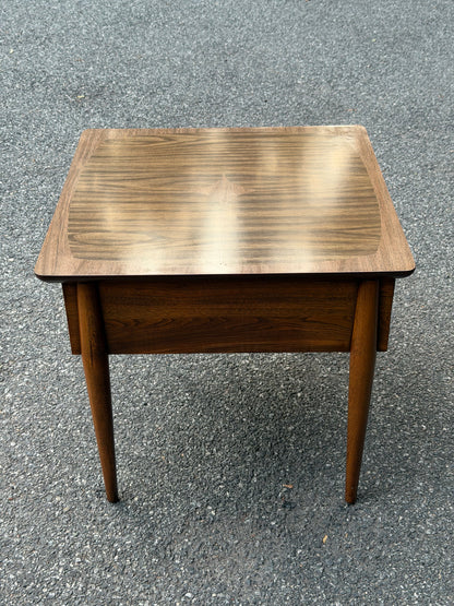 MCM Walnut-Toned Side Table / Nightstand