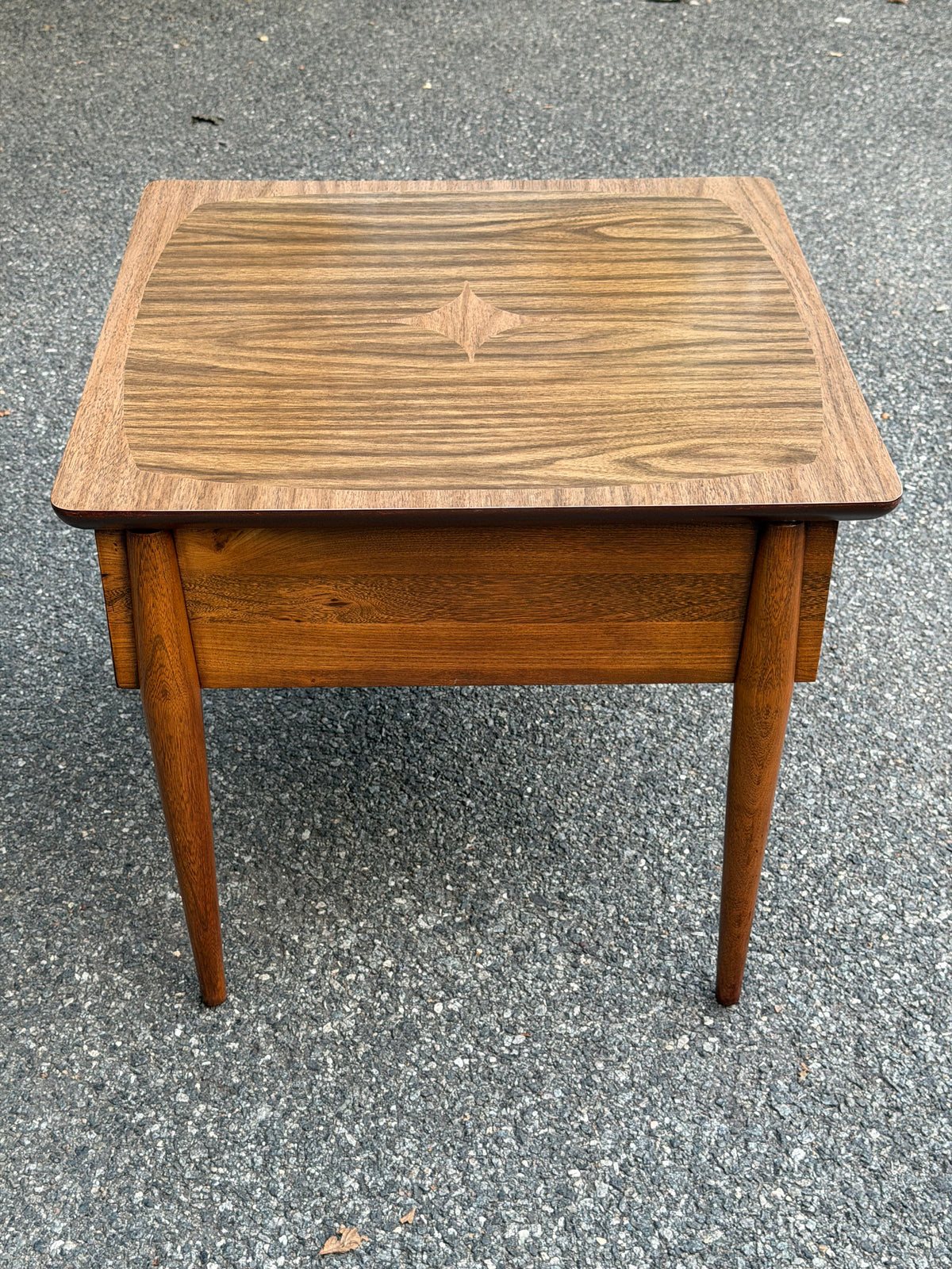 MCM Walnut-Toned Side Table / Nightstand