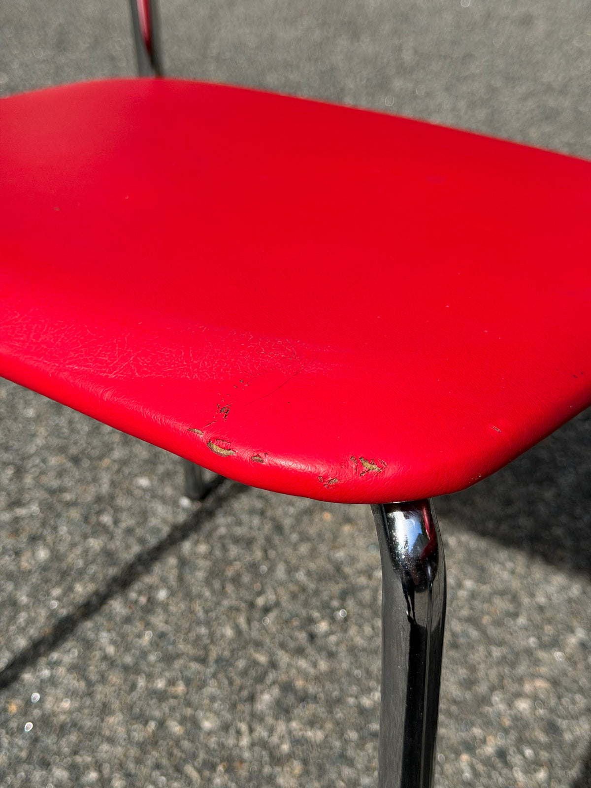 Pair of Stendig Inc. Chrome & Red Stacking Chairs