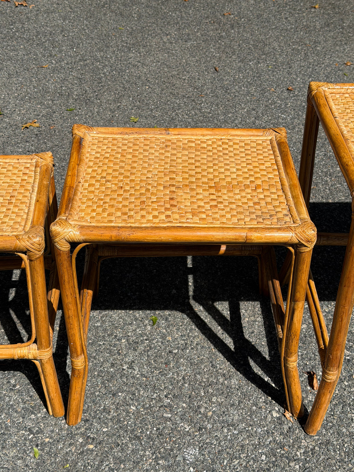 Rattan Nesting Side Tables – Set of 3