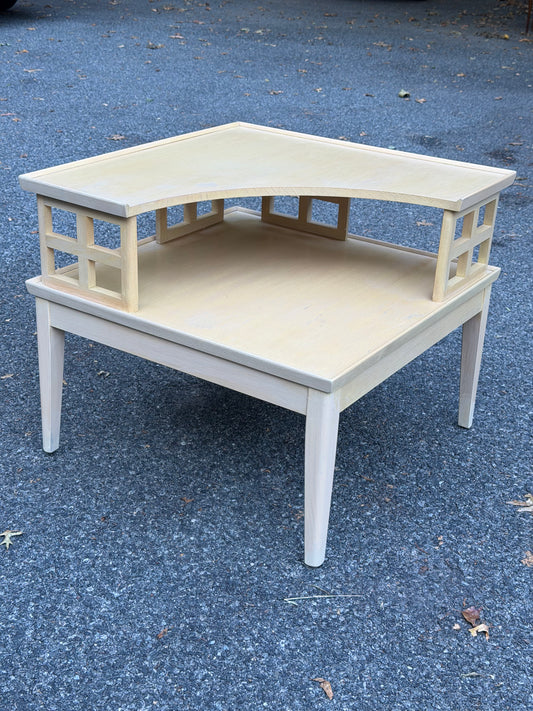 1960s MCM Blonde 2-Tier Corner Table