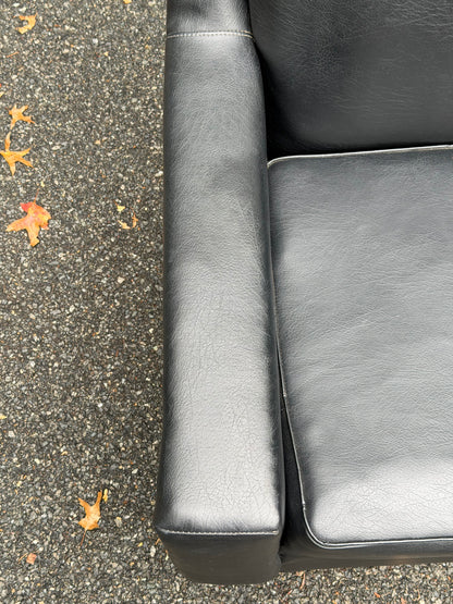 1960s MCM Black Vinyl 2-Piece Modular Sofa