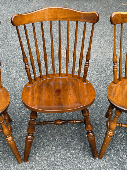 Set of 4 Solid Wood Windsor Dining Chairs (Temple Stuart and S. Bent & Bros)