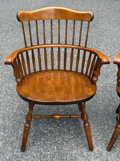 Three S. Bent & Bros Solid Wood Windsor Captain's Chairs