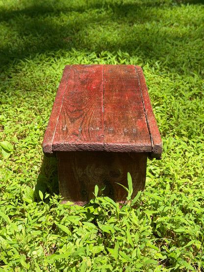Primitive Distressed Red Wooden Step Stool
