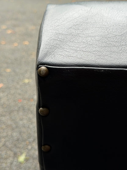 1960s MCM Black Vinyl 2-Piece Modular Sofa