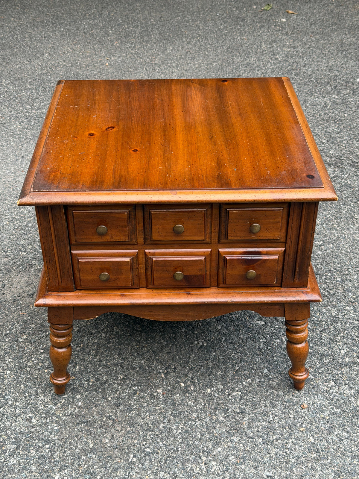 Pair of Solid Wood Apothecary End Tables w/ Patina