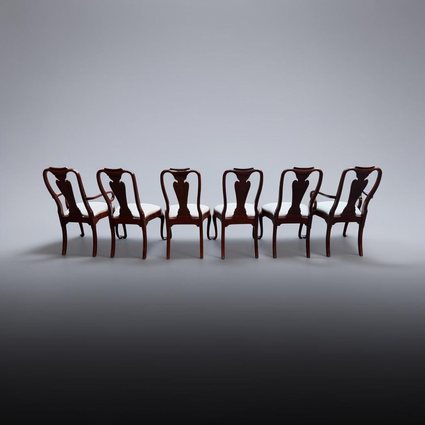Set of 5 Vintage Councill Mahogany Queen Anne Dining Chairs (+ 1 Free Matching Side Chair)