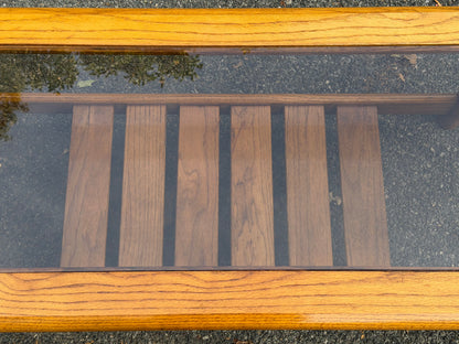 Mersman MCM Oak Smoked Glass Slatted Coffee Table