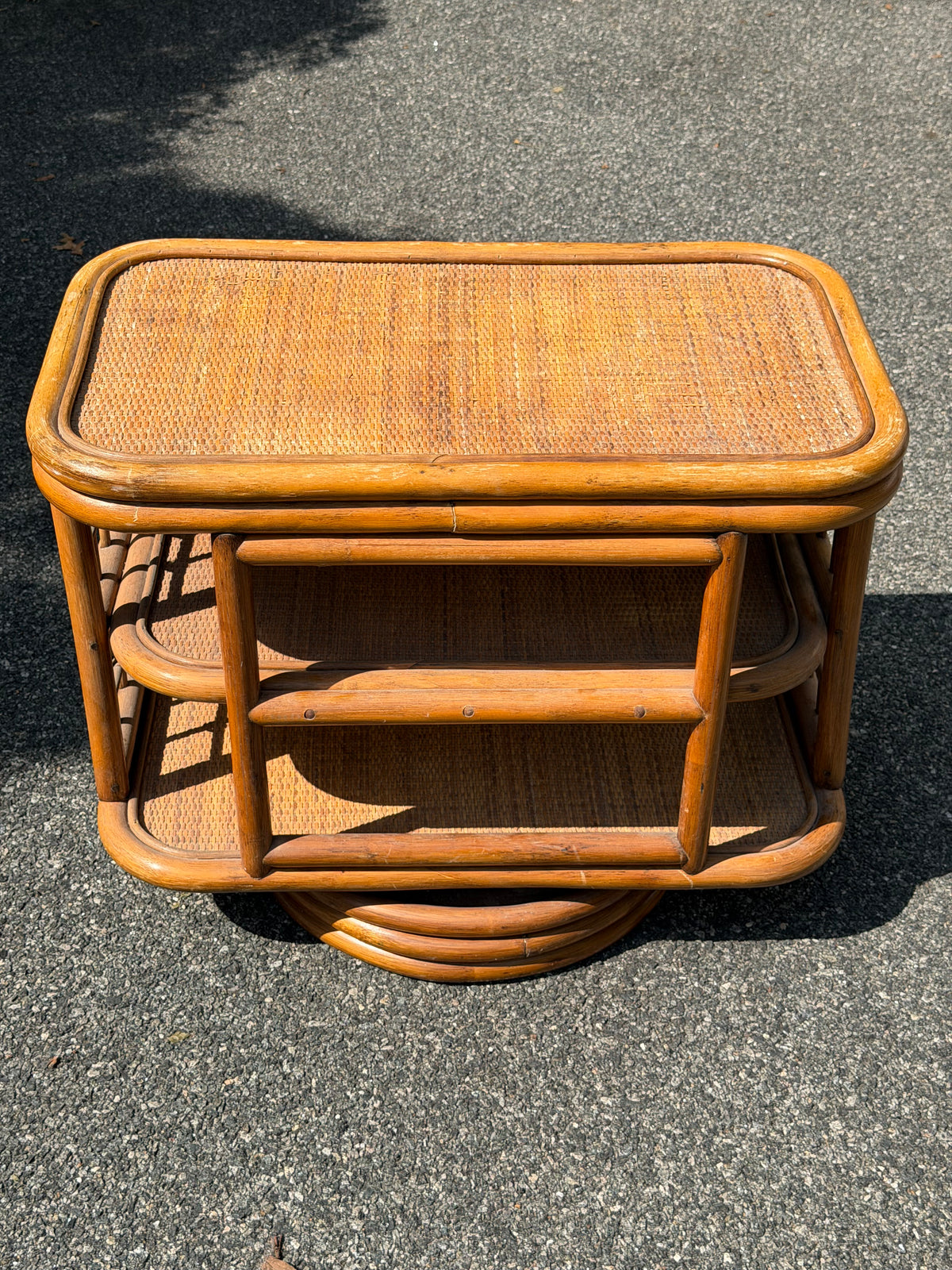 Rattan 3-Tier Swivel Side Table