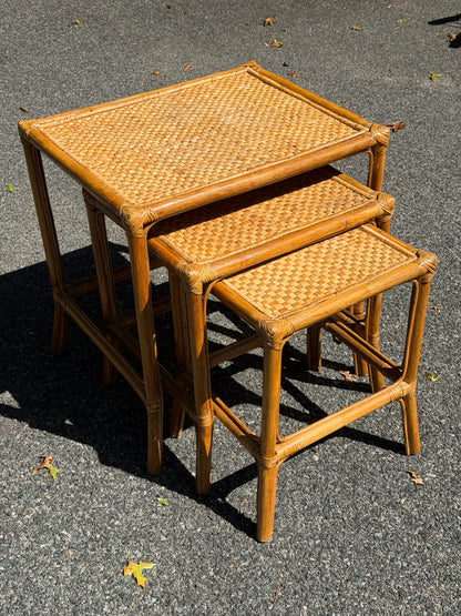 Rattan Nesting Side Tables – Set of 3