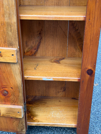 Primitive Solid Pine Narrow Storage Cabinet / Rustic Farmhouse Cupboard