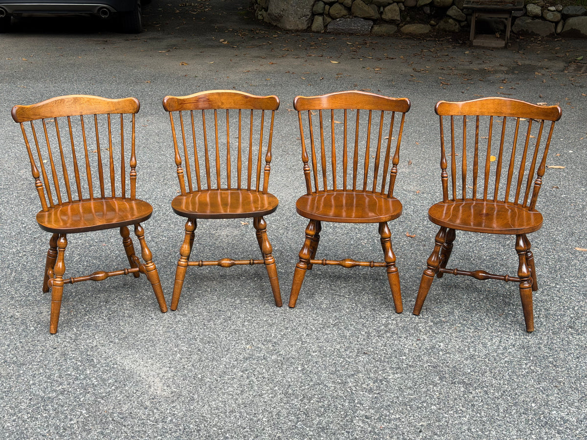 Set of 4 Solid Wood Windsor Dining Chairs (Temple Stuart and S. Bent & Bros)