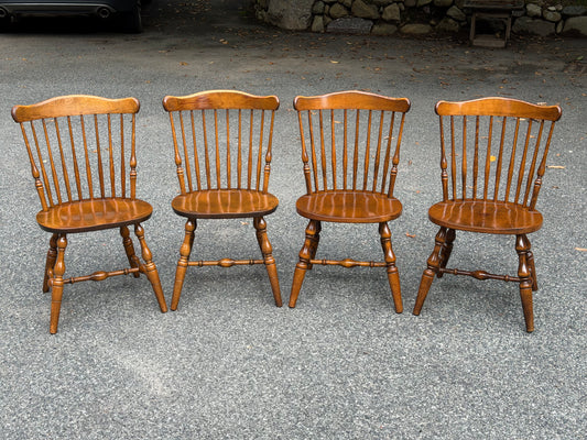 Set of 4 Solid Wood Windsor Dining Chairs (Temple Stuart and S. Bent & Bros)