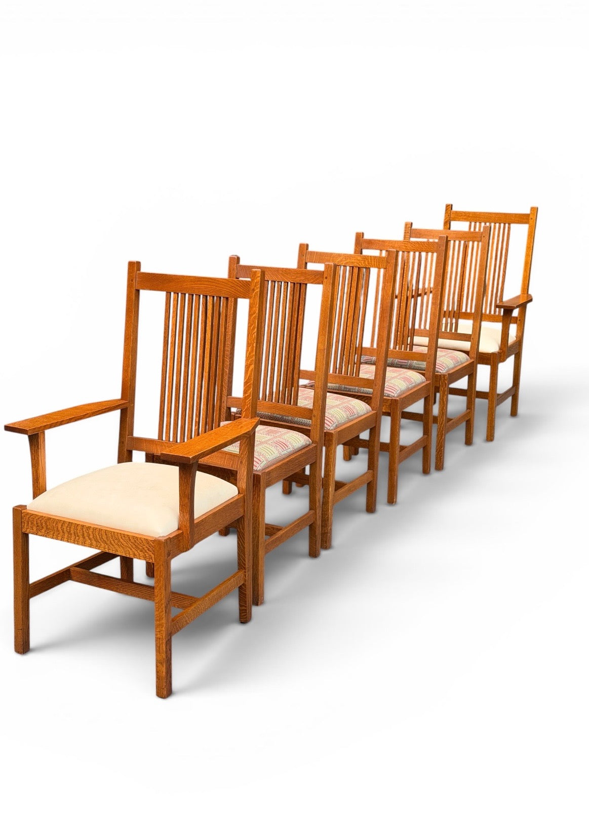 Set of 6 Restored Solid Oak Stickley Mission Dining Chairs