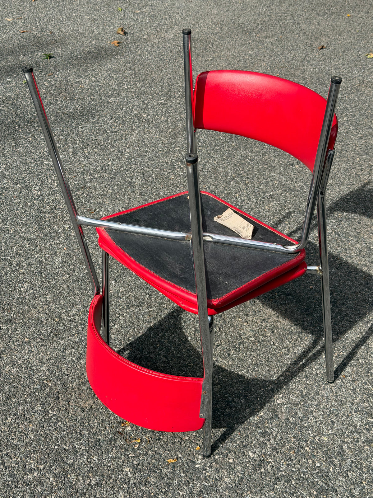 Pair of Stendig Inc. Chrome & Red Stacking Chairs