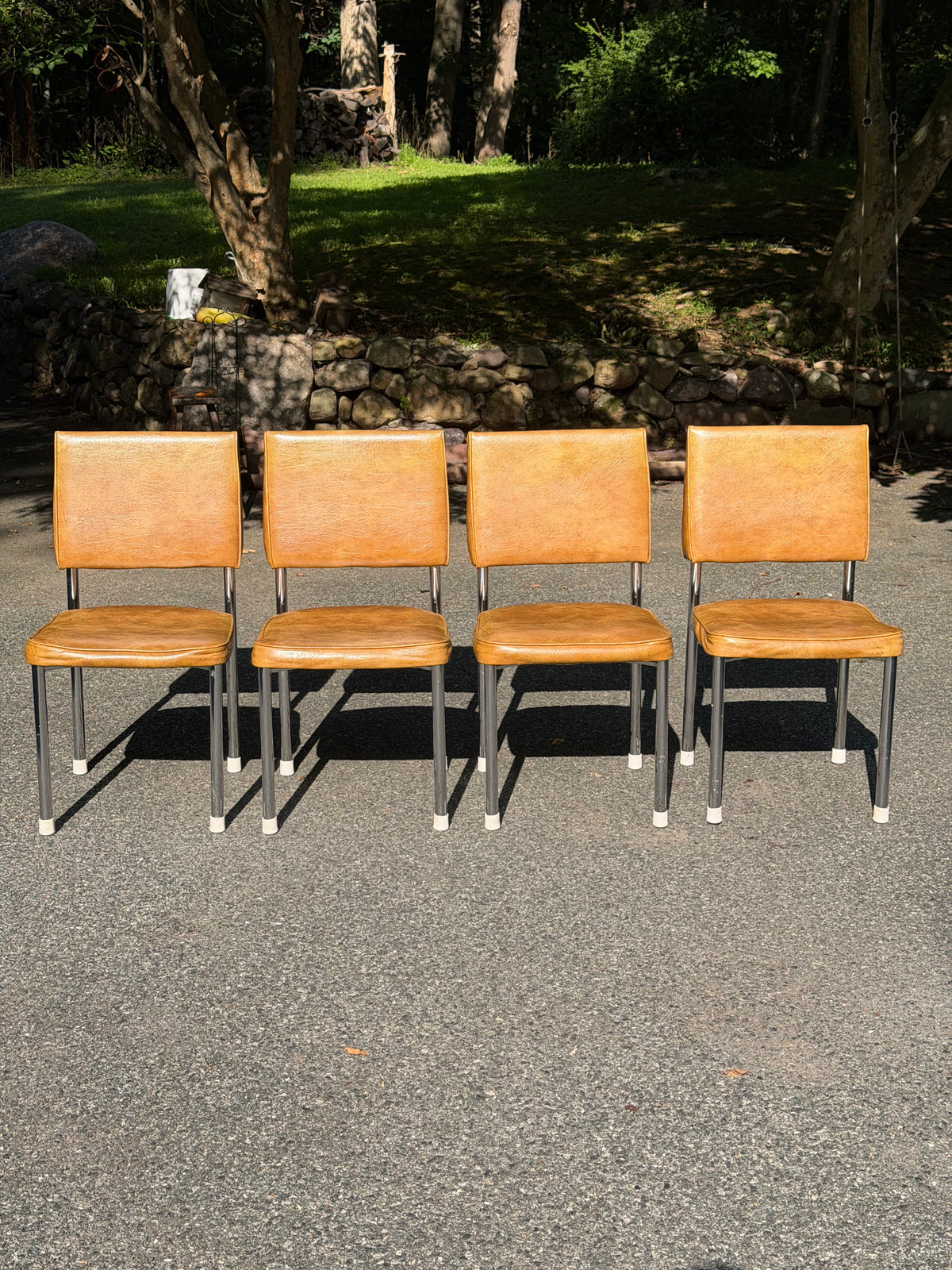 Set of 4 Daystrom Chrome and Vinyl Chairs