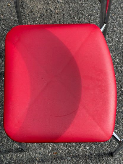 Pair of Stendig Inc. Chrome & Red Stacking Chairs