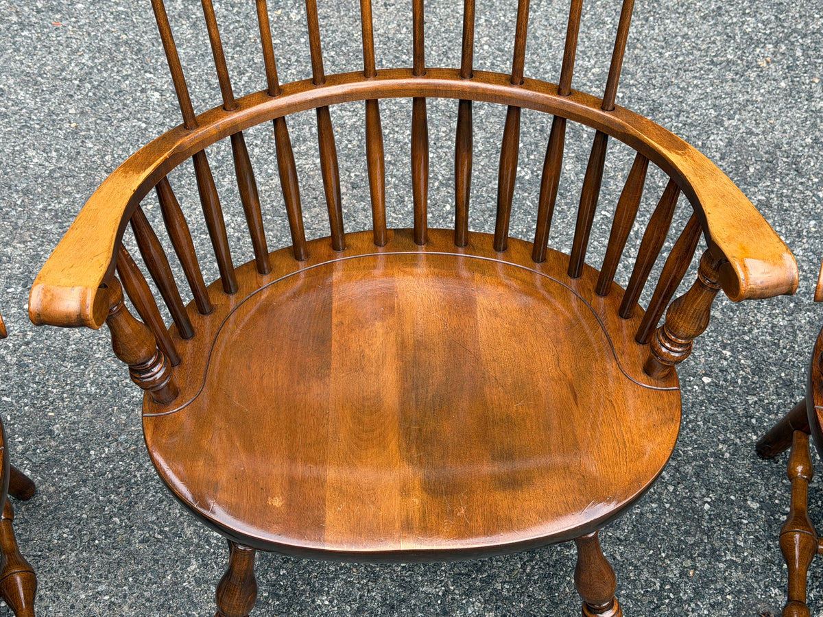 Three S. Bent & Bros Solid Wood Windsor Captain's Chairs