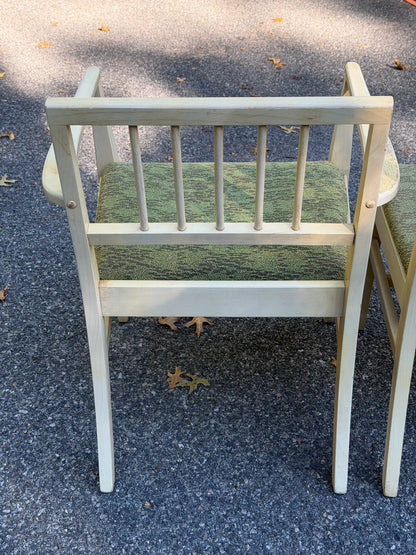Set of 4 Broyhill 1950s Mid-Century Modern Blonde and Green Dining Chairs