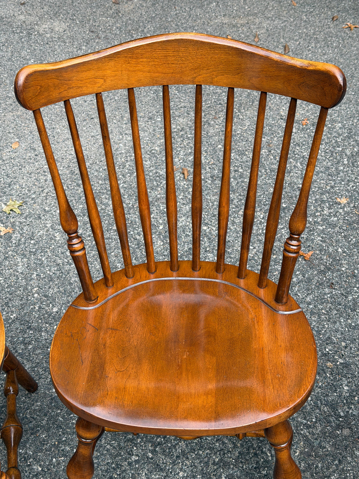 Set of 4 Solid Wood Windsor Dining Chairs (Temple Stuart and S. Bent & Bros)