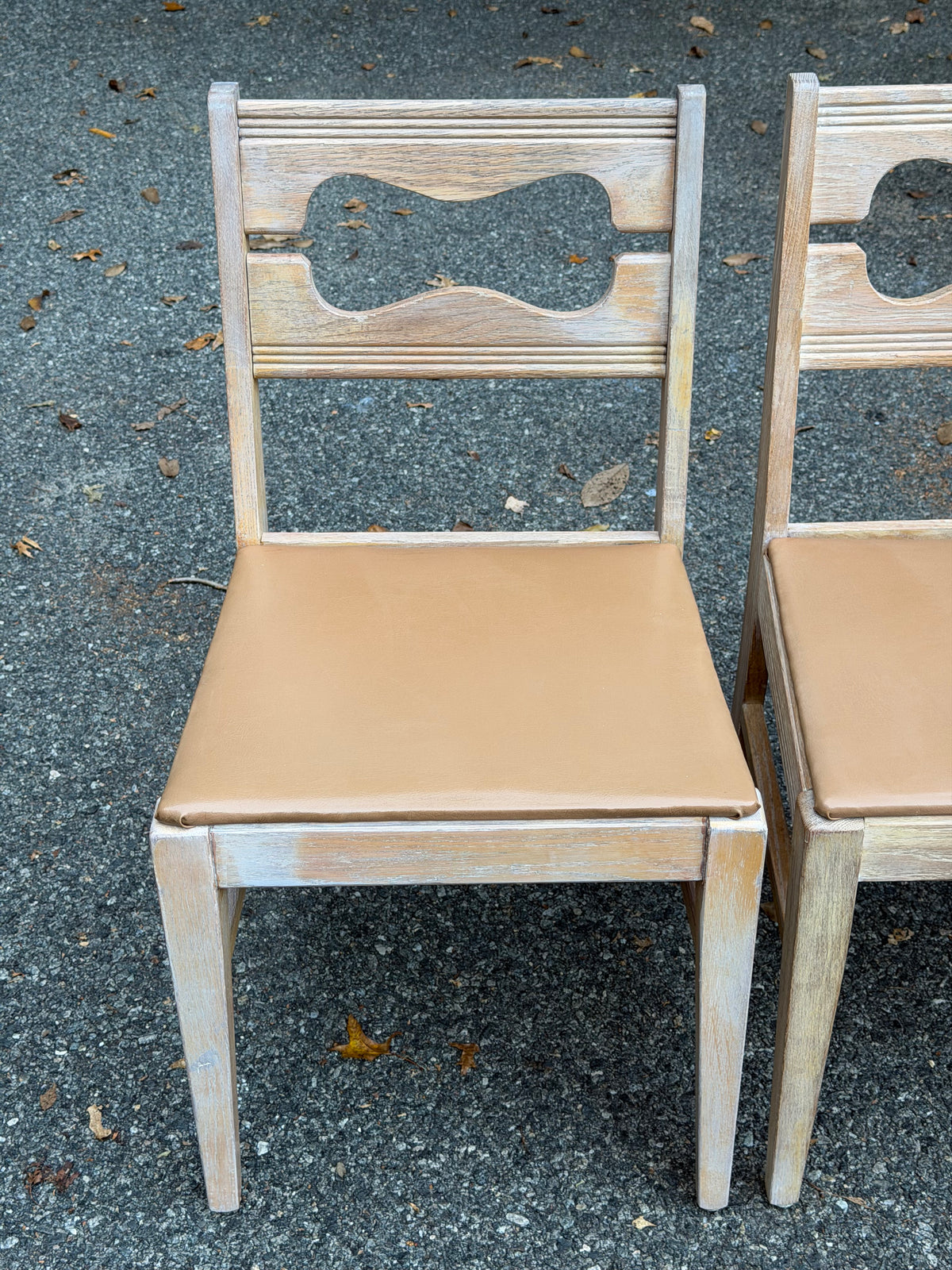 Set of 4 1950s Lee Furniture MCM Limed Oak Dining Chairs