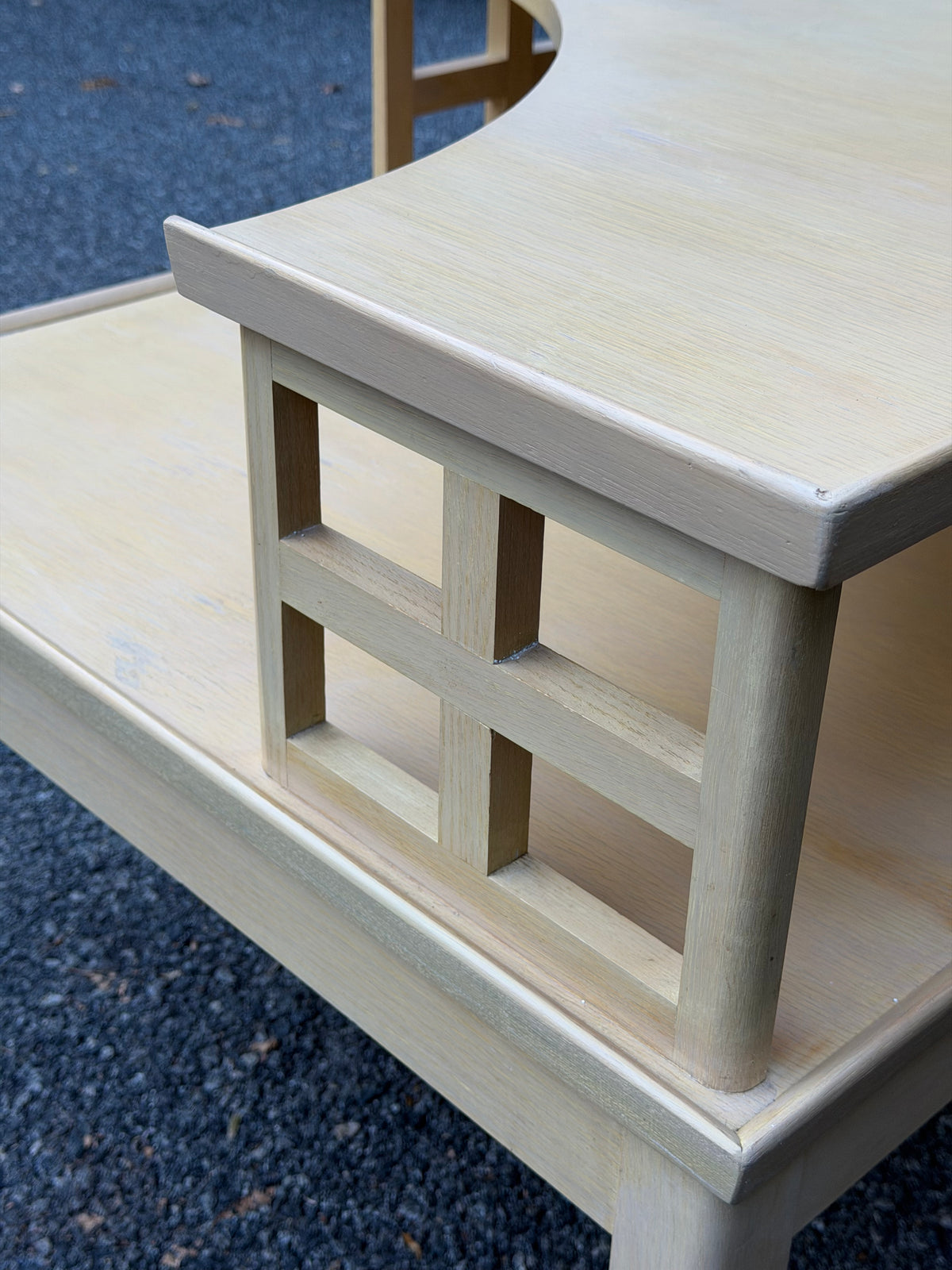 1960s MCM Blonde 2-Tier Corner Table