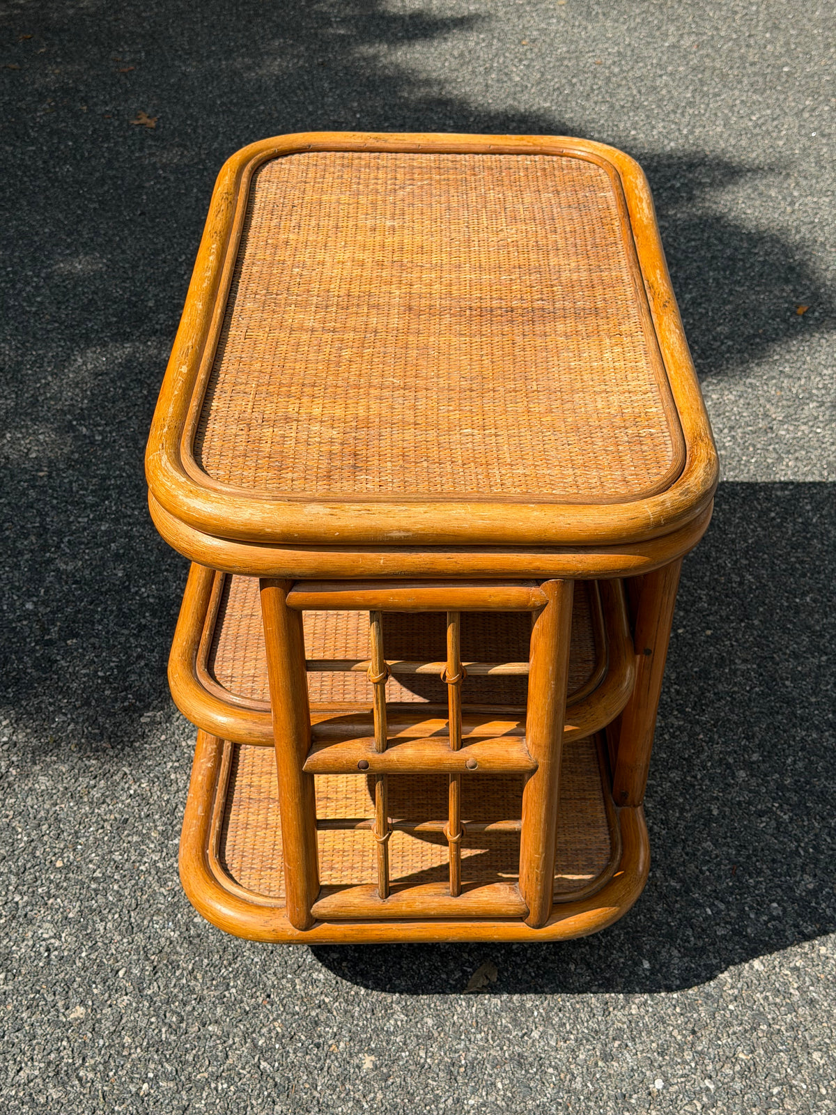 Rattan 3-Tier Swivel Side Table
