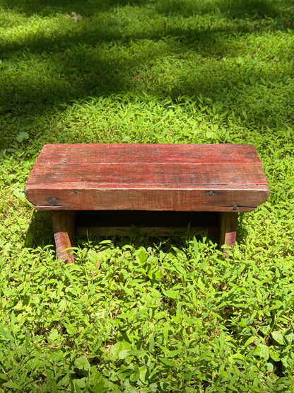 Primitive Distressed Red Wooden Step Stool