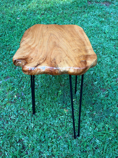 Live Edge Solid Wood Slab Side Table