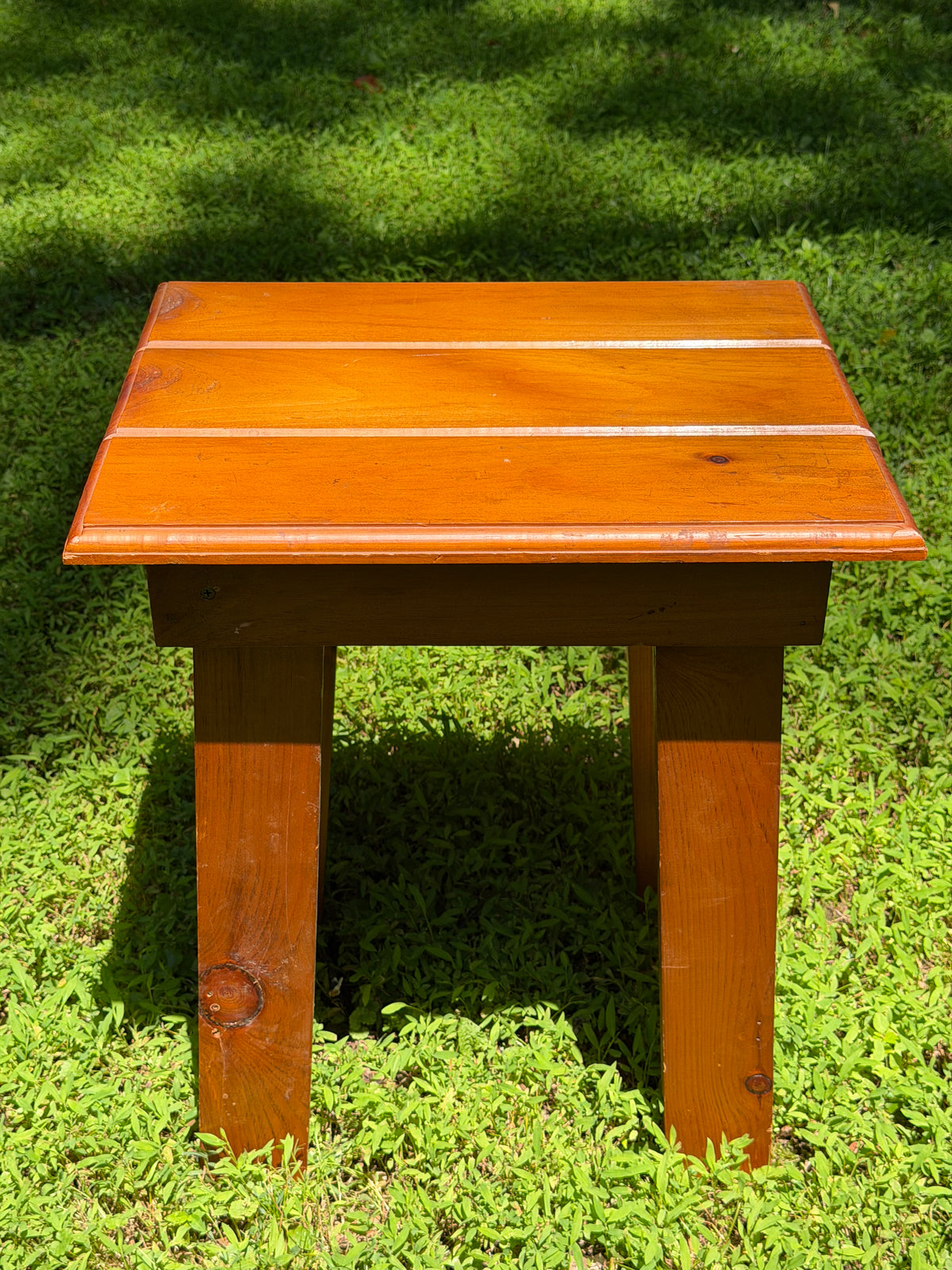 Rustic Wooden Side Table / Plant Stand with 3-Piece Top