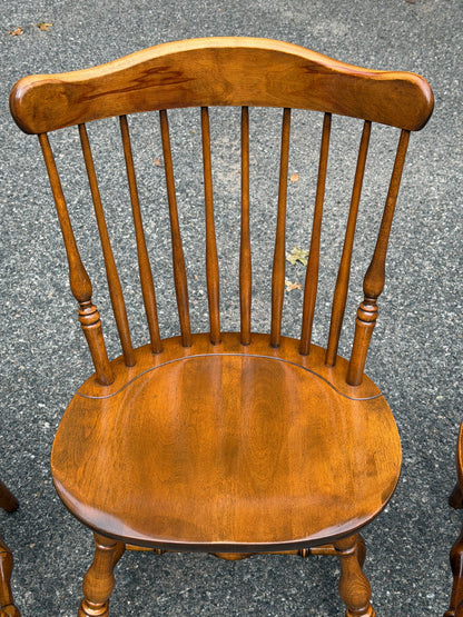 Set of 4 Solid Wood Windsor Dining Chairs (Temple Stuart and S. Bent & Bros)