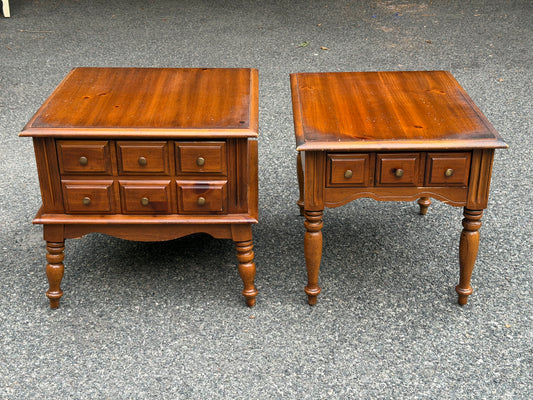 Pair of Solid Wood Apothecary End Tables w/ Patina